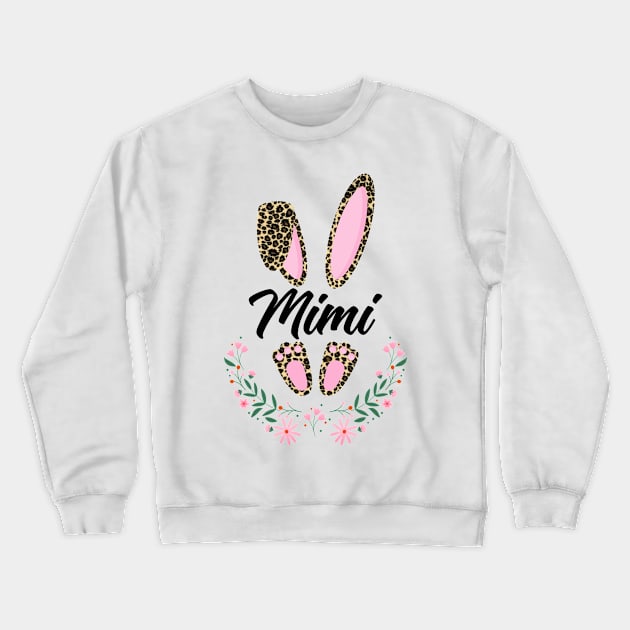 Mimi Bunny Leopard Hippie Flowers Easter Day Crewneck Sweatshirt by TMSTORE